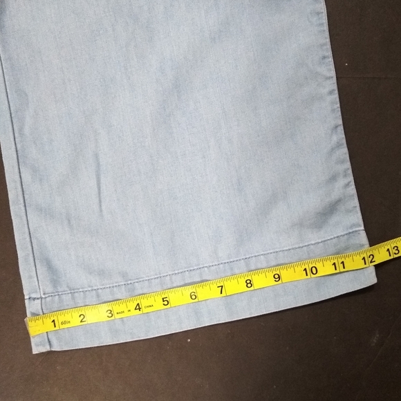 H&M &Denim chambray wide leg paper bag waist cropped pants, 6 - Picture 9 of 15